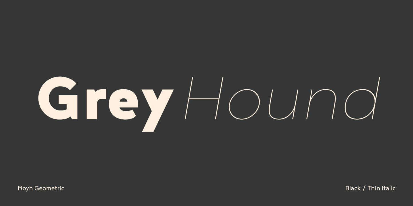 Ejemplo de fuente Noyh Geometric Heavy Italic